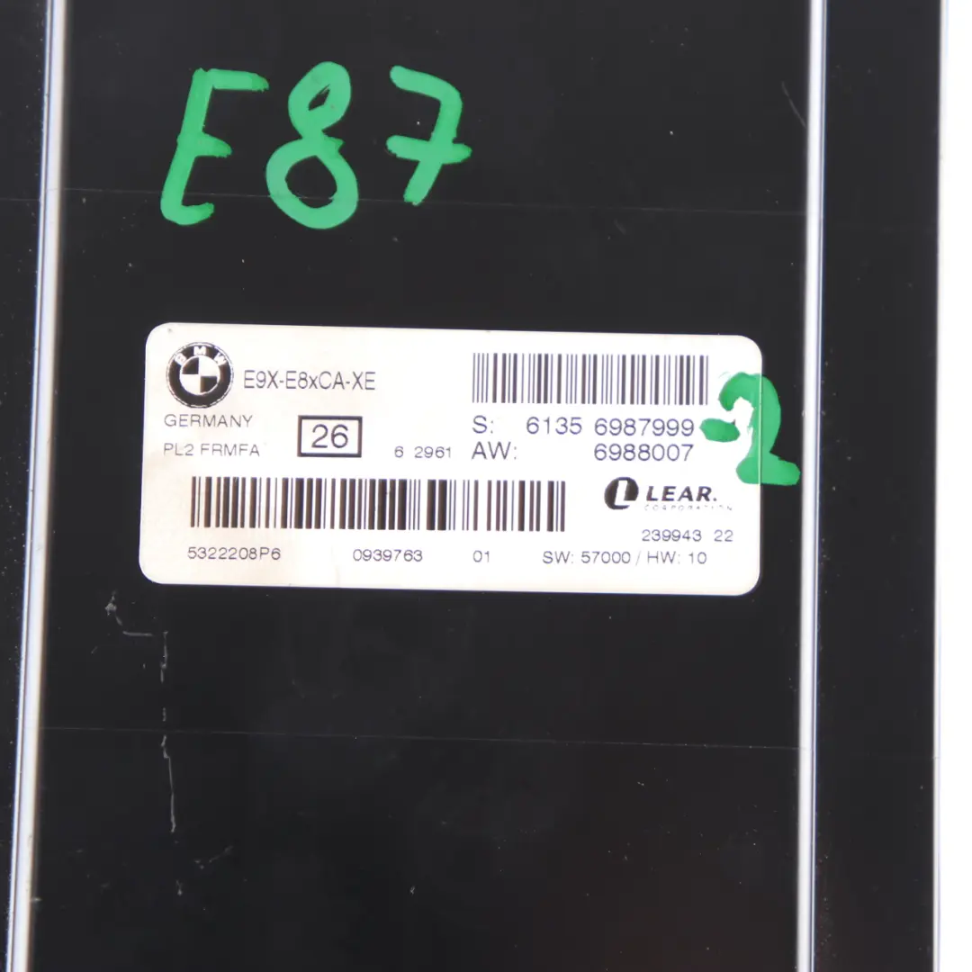 Footwell Light Module Control Unit ECU PL2 FRMFA Lear to BMW E87 with Part number 6987999 BMW E87 Footwell Light Module Control Unit ECU PL2 FRMFA Lear - SKU 6987999-2 - Part number 6987999