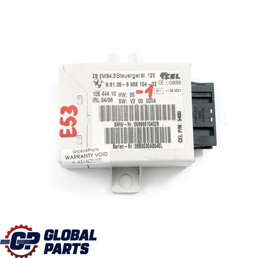 EWS IV Control Unit Modul to BMW E39 E46 X5 E53 X3 E83 with Part number 6988104 BMW E39 E46 X5 E53 X3 E83 EWS IV Control Unit Modul - SKU 6988104-1 - Part number 6988104