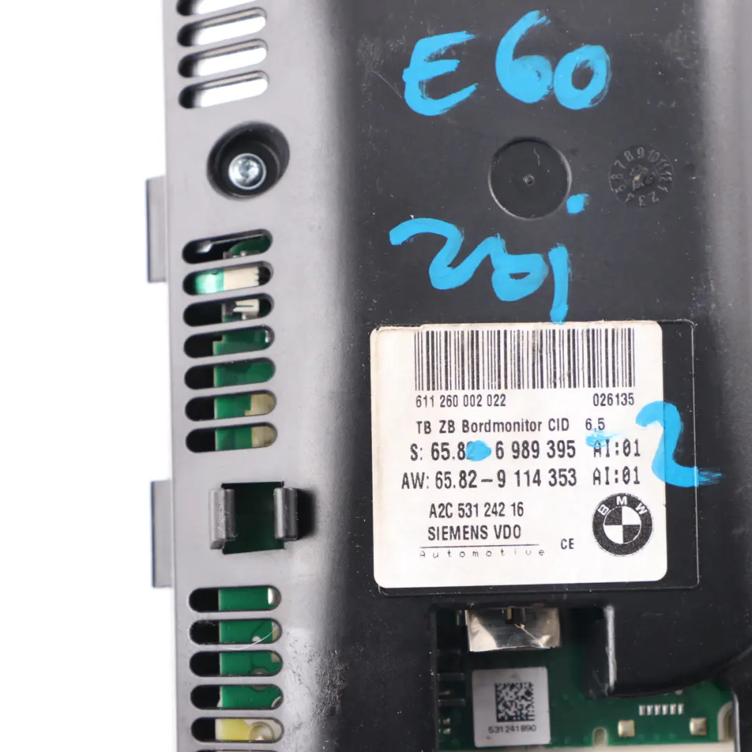 Display Monitor BMW E60 E63 E64 On-Board Screen 6,5" Control Unit to with Part number 6989395 Display Monitor BMW E60 E63 E64 On-Board Screen 6,5" Control Unit - SKU 6989395-2 - Part number 6989395