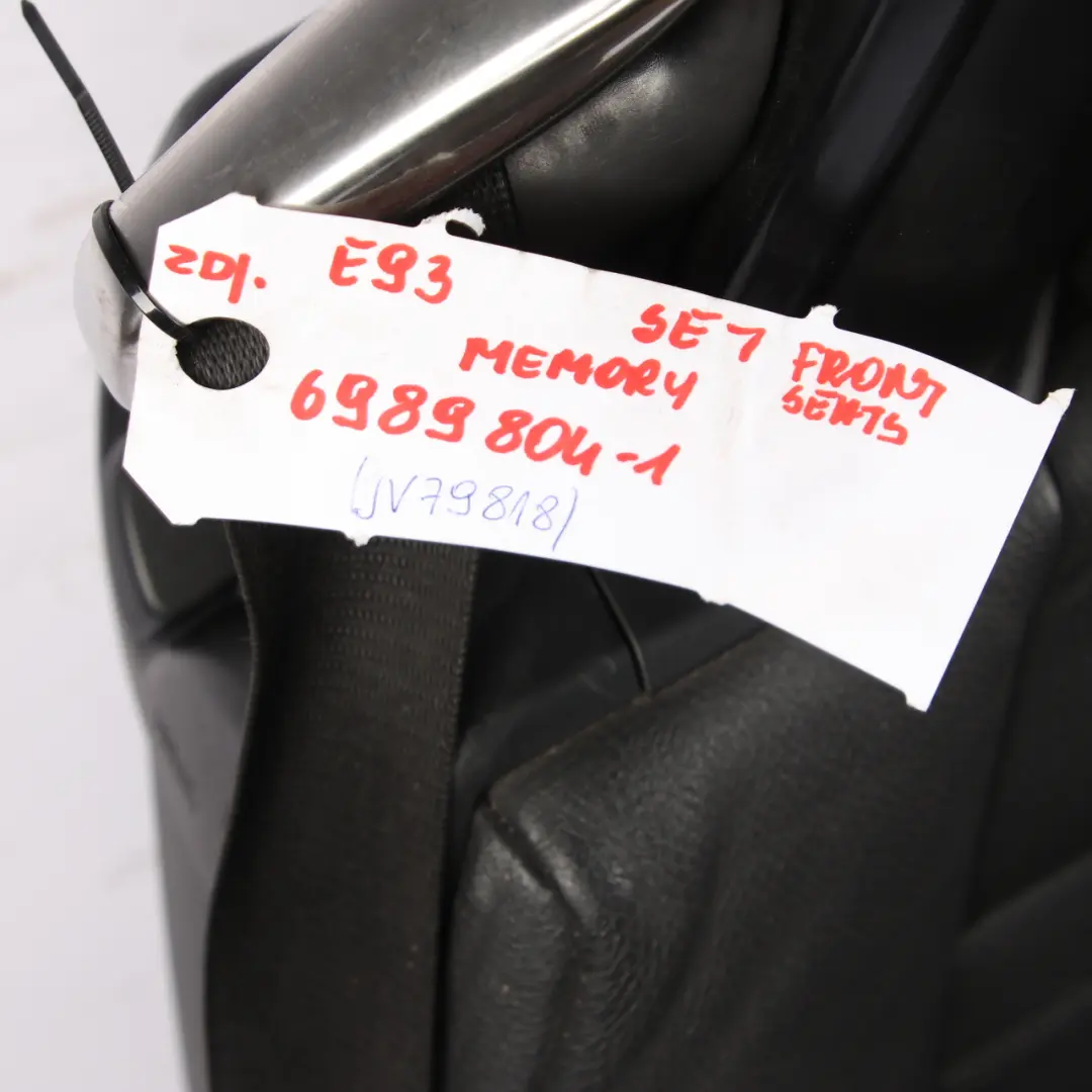 Leather Seats BMW E93 Memory Black Dakota Interior Seat Front Left Right to with Part number 6989804 Leather Seats BMW E93 Memory Black Dakota Interior Seat Front Left Right - SKU 6989804-1 - Part number 6989804