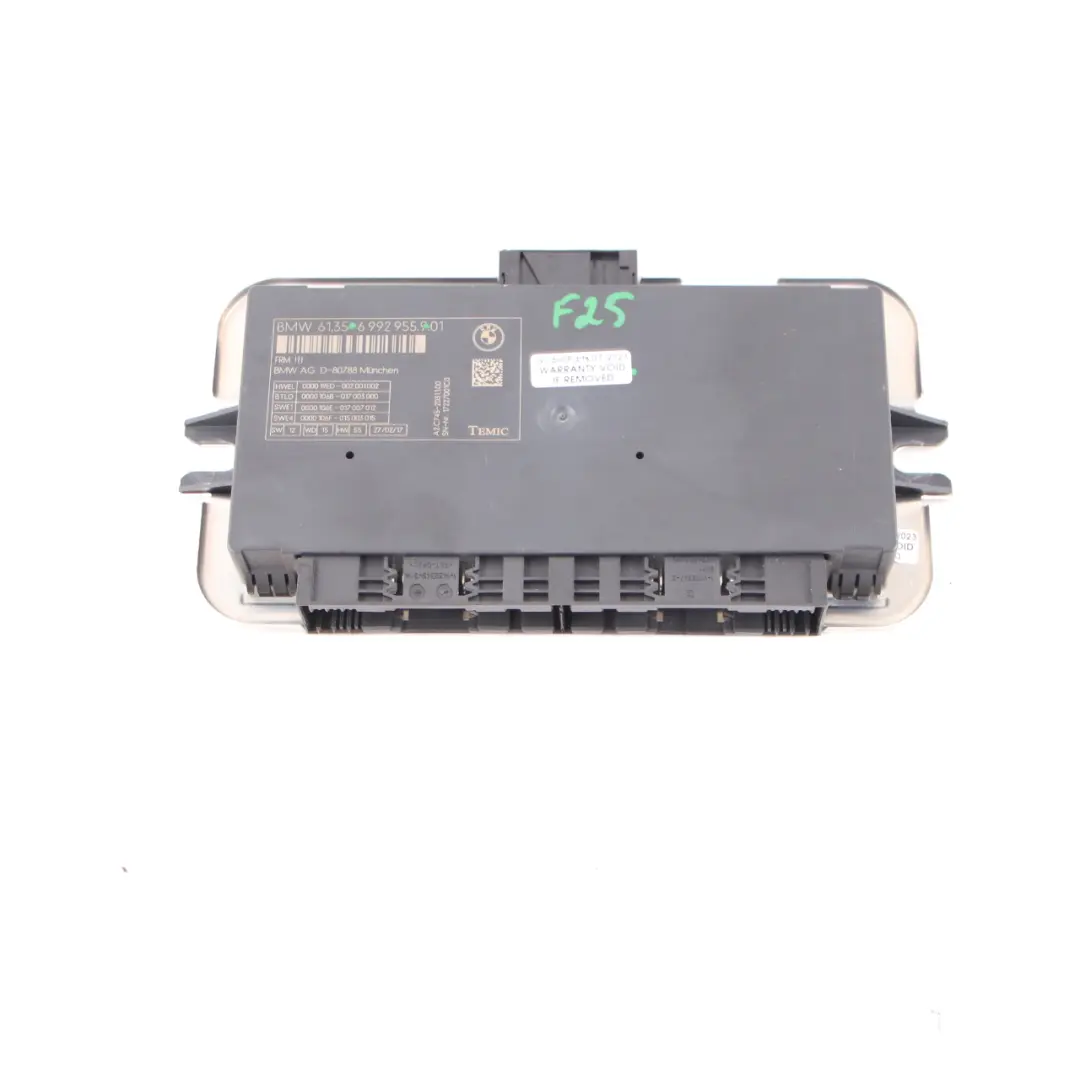 Modulo di controllo luci vano piedi Unità ECU FRM3 TEMIC per BMW F25 con numero di parte 6992955 BMW F25 Modulo di controllo luci vano piedi Unità ECU FRM3 TEMIC - SKU 6992955 - Numero di parte 6992955
