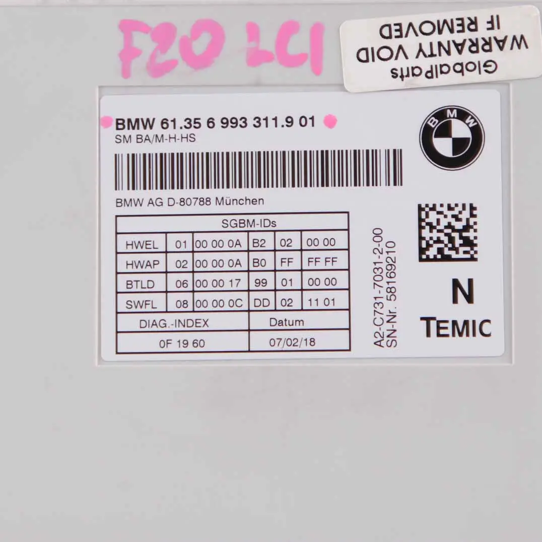  Module De Siège BMW F20 F32 F33 Unité De Commande Avant Gauche Droite - SKU 6993311 - Numéro de pièce 6993311