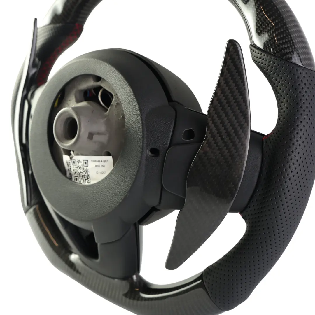 Steering Wheel Leather Carbon Flat Bottom LED Paddle Shift to Mini Cooper S JCW F56 with Part number 6996049 Mini Cooper S JCW F56 Steering Wheel Leather Carbon Flat Bottom LED Paddle Shift - SKU 6996049-4-SET - Part number 6996049