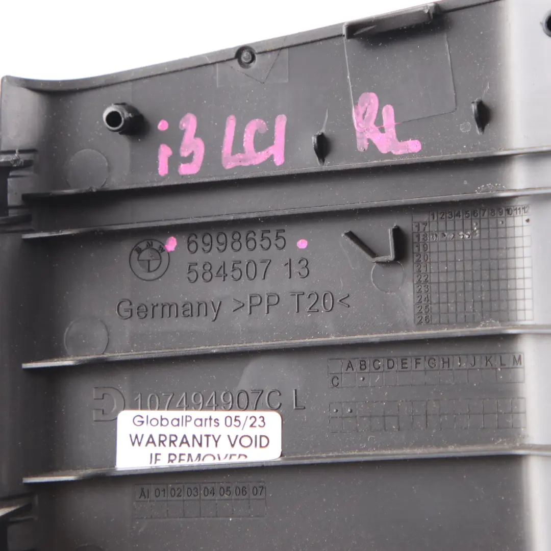 Trim Rear Left N/S Column B Interior Panel to BMW i3 I01 Cover with Part number 6998655 BMW i3 I01 Cover Trim Rear Left N/S Column B Interior Panel - SKU 6998655 - Part number 6998655