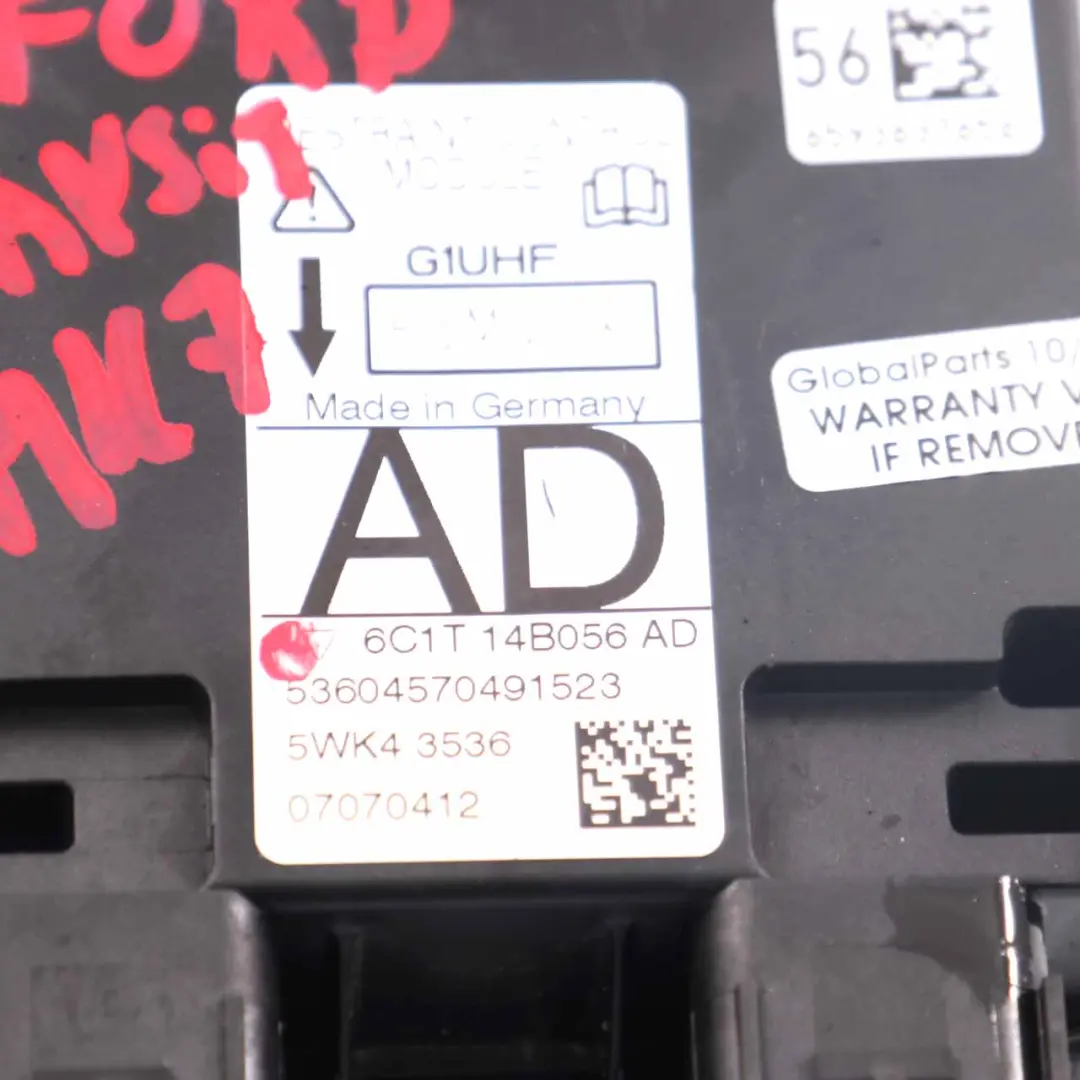 Módulo Airbag ECU Unidad de Control Air Bag para Ford Transit Mk7 con número de pieza 6C1T-14B056-AD Ford Transit Mk7 Módulo Airbag ECU Unidad de Control Air Bag - SKU 6C1T-14B056-AD - Número de pieza 6C1T-14B056-AD