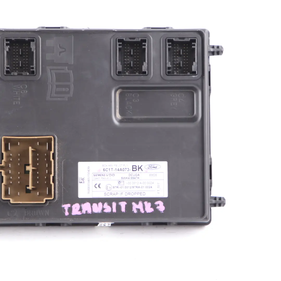 Body Control Unit Module BCM Fuse Box to Ford Transit MK7 with Part number 6C1T14A073BK Ford Transit MK7 Body Control Unit Module BCM Fuse Box - SKU 6C1T14A073BK - Part number 6C1T14A073BK
