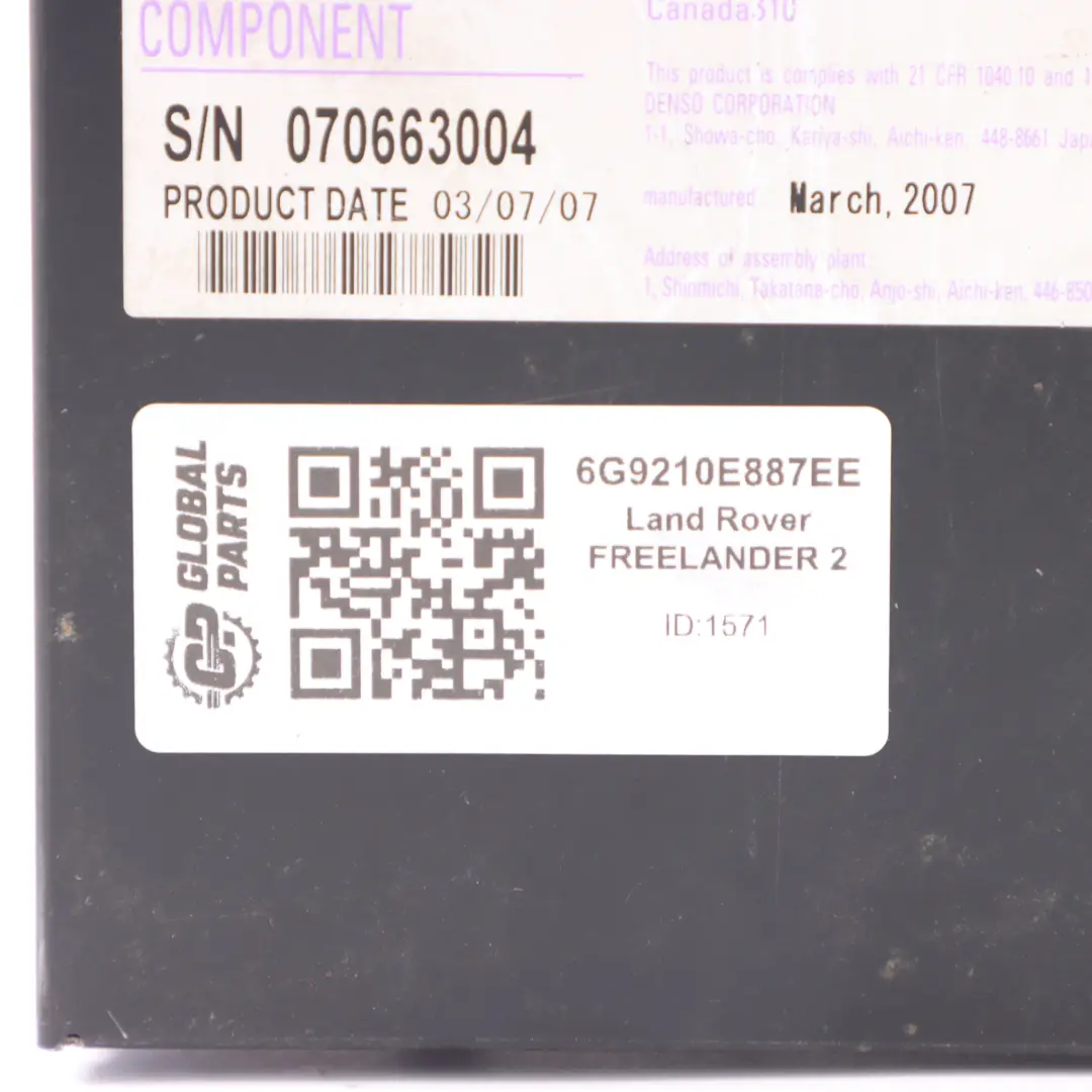 Navegador Lector DVD CD Unidad de control para Land Rover Freelander 2 con número de pieza 6G9210E887EE Land Rover Freelander 2 Navegador Lector DVD CD Unidad de control - SKU 6G9210E887EE - Número de pieza 6G9210E887EE