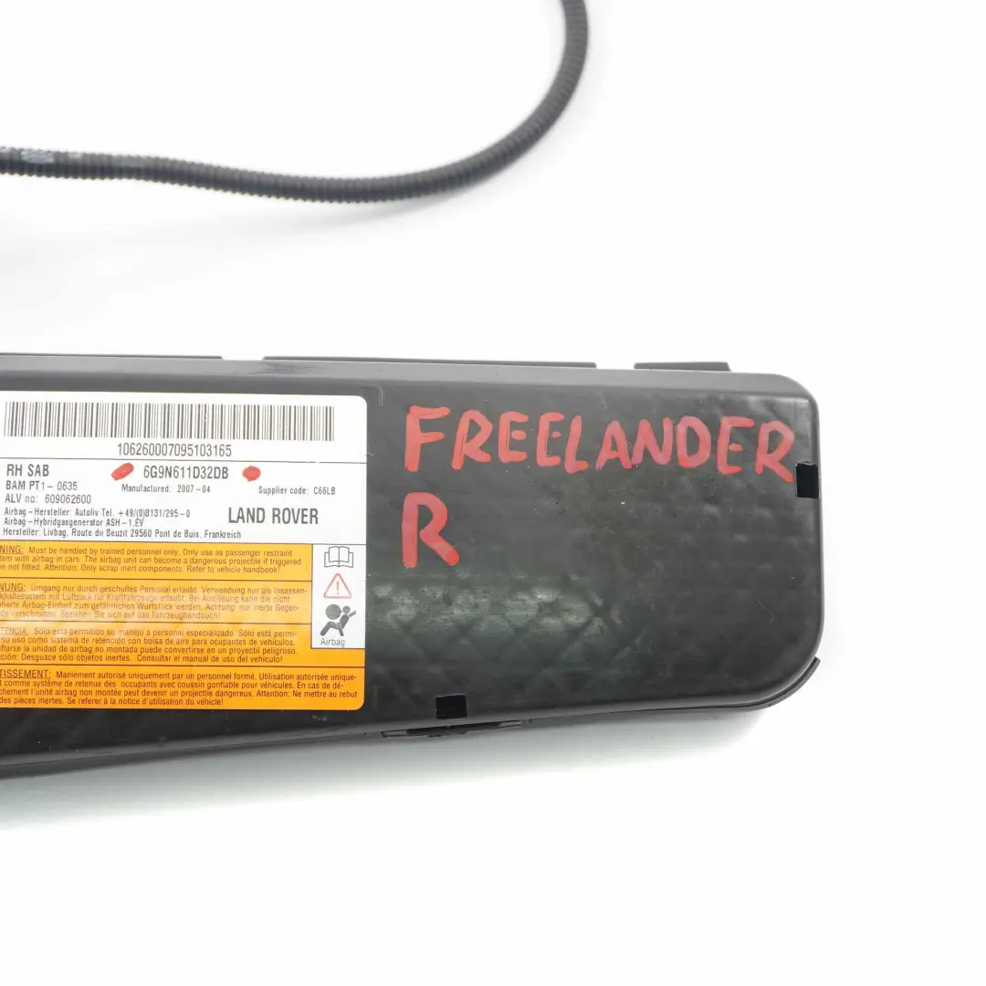 Land Rover Freelander 2 Asiento Delantero Derecho Airbag Lateral - SKU 6G9N611D32DB - Número de pieza 6G9N611D32DB
