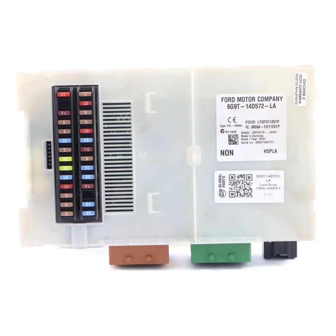 Scatola fusibili Modulo corpo ECU Unità BCM 6G9T14D572LA per Land Rover Freelander 2 con numero di parte 6G9T-14D572-LA Land Rover Freelander 2 Scatola fusibili Modulo corpo ECU Unità BCM 6G9T14D572LA - SKU 6G9T-14D572-LA - Numero di parte 6G9T-14D572-LA