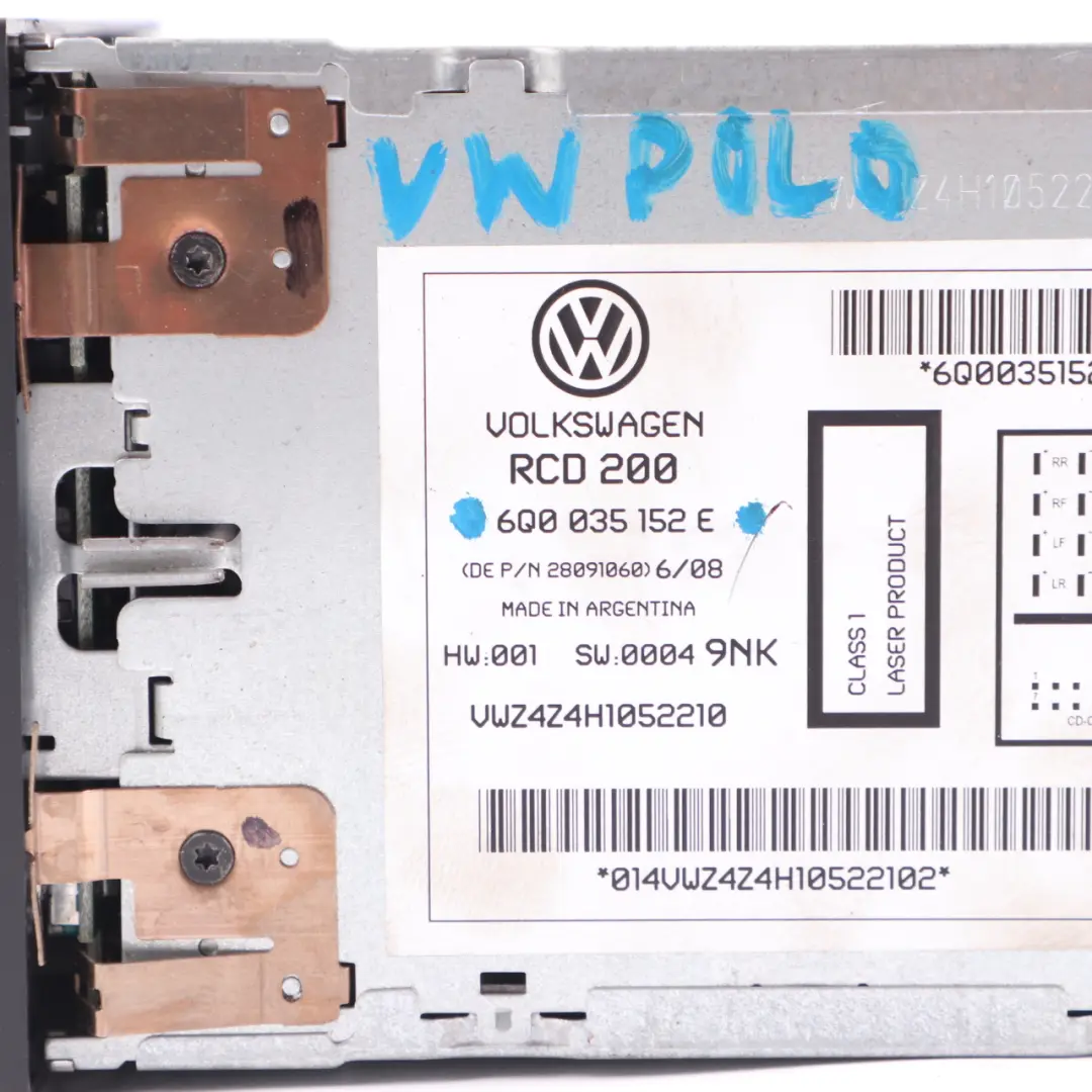 Radio CD Player VW Volkswagen Polo 9N Head Unit Audio Player to with Part number 6Q0035152E Radio CD Player VW Volkswagen Polo 9N Head Unit Audio Player - SKU 6Q0035152E - Part number 6Q0035152E