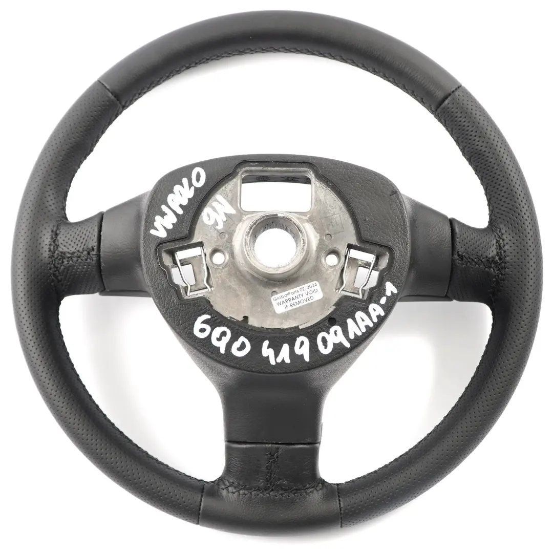 VW Volkswagen Polo IV 9N NUOVO Volante in pelle nera - SKU 6Q0419091AA-1 - Numero di parte 6Q0419091AA