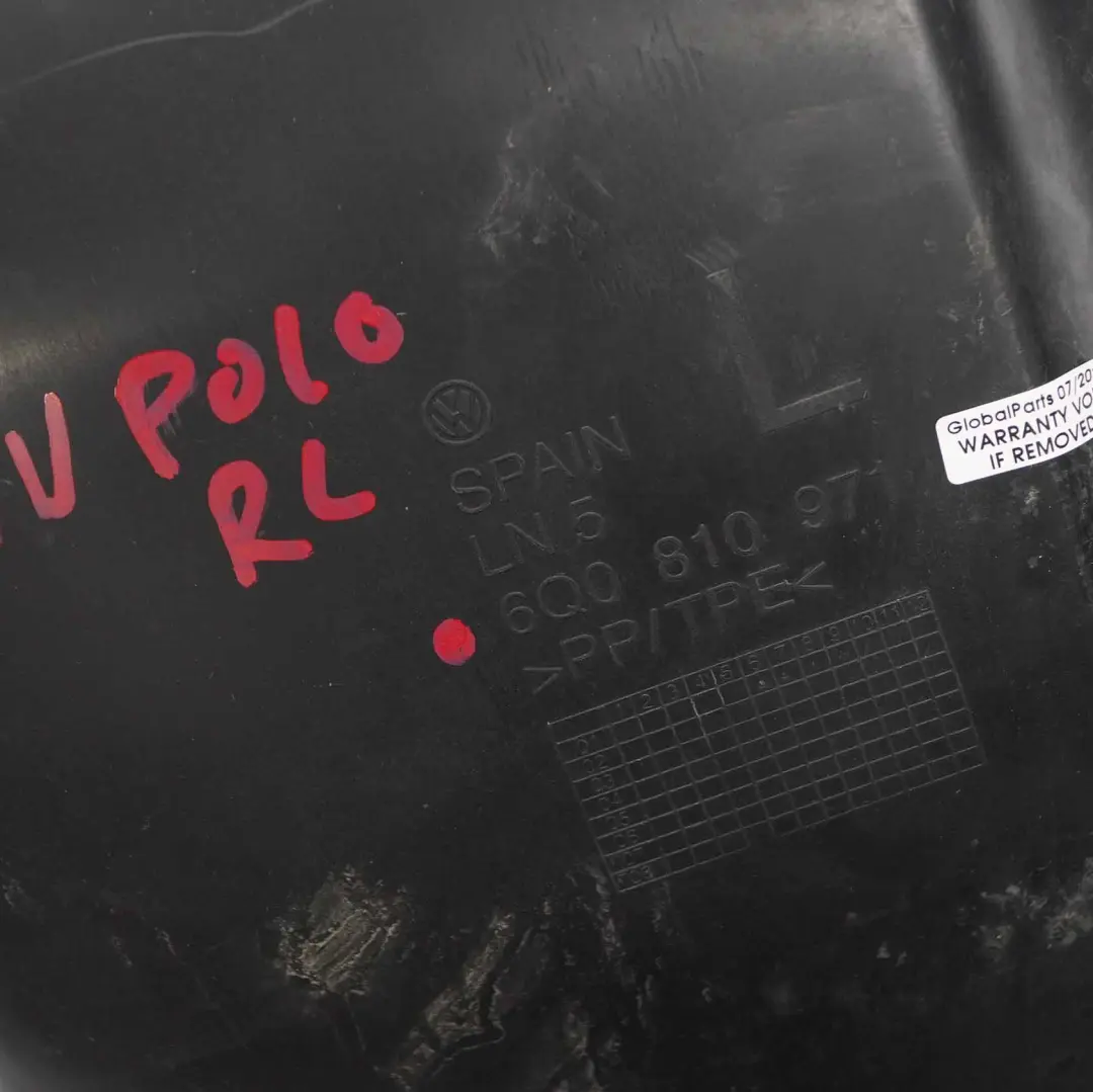 Passaruota posteriore sinistro Pannello rivestimento per VW Polo 9N con numero di parte 6Q0810971 VW Polo 9N Passaruota posteriore sinistro Pannello rivestimento - SKU 6Q0810971 - Numero di parte 6Q0810971