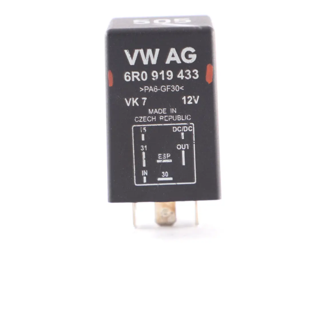 Glow Plug Relay Unit Black 505 7 Pins VW Volkswagen Audi Seat Skoda - SKU 6R0919433 - Part number 6R0919433