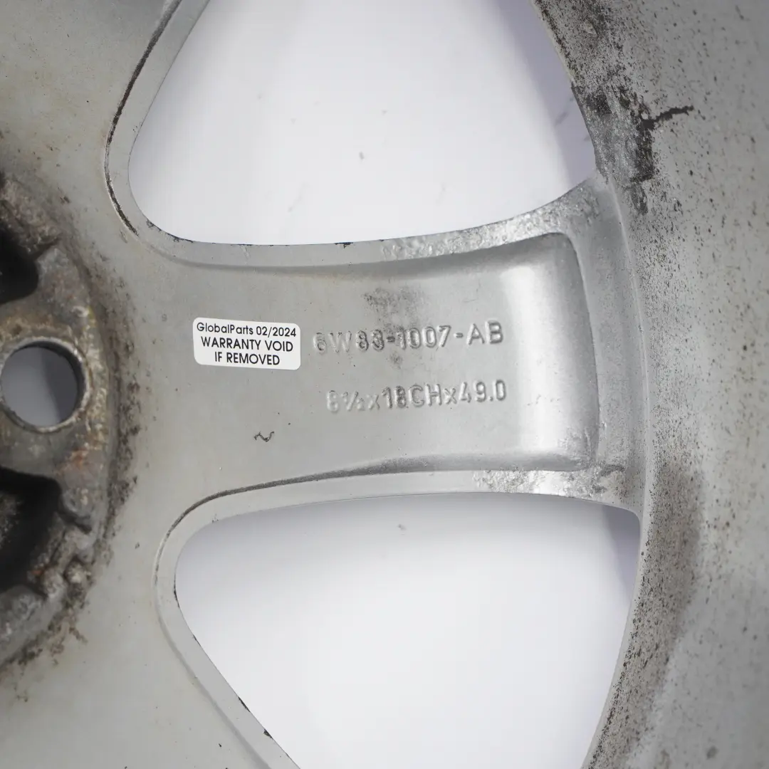 Jaguar XF X250 Silver Alloy Wheel Rim 18" 8.5J ET:49 to  with Part number 6W831007AB  Jaguar XF X250 Silver Alloy Wheel Rim 18" 8.5J ET:49 - SKU 6W831007AB-2 - Part number 6W831007AB