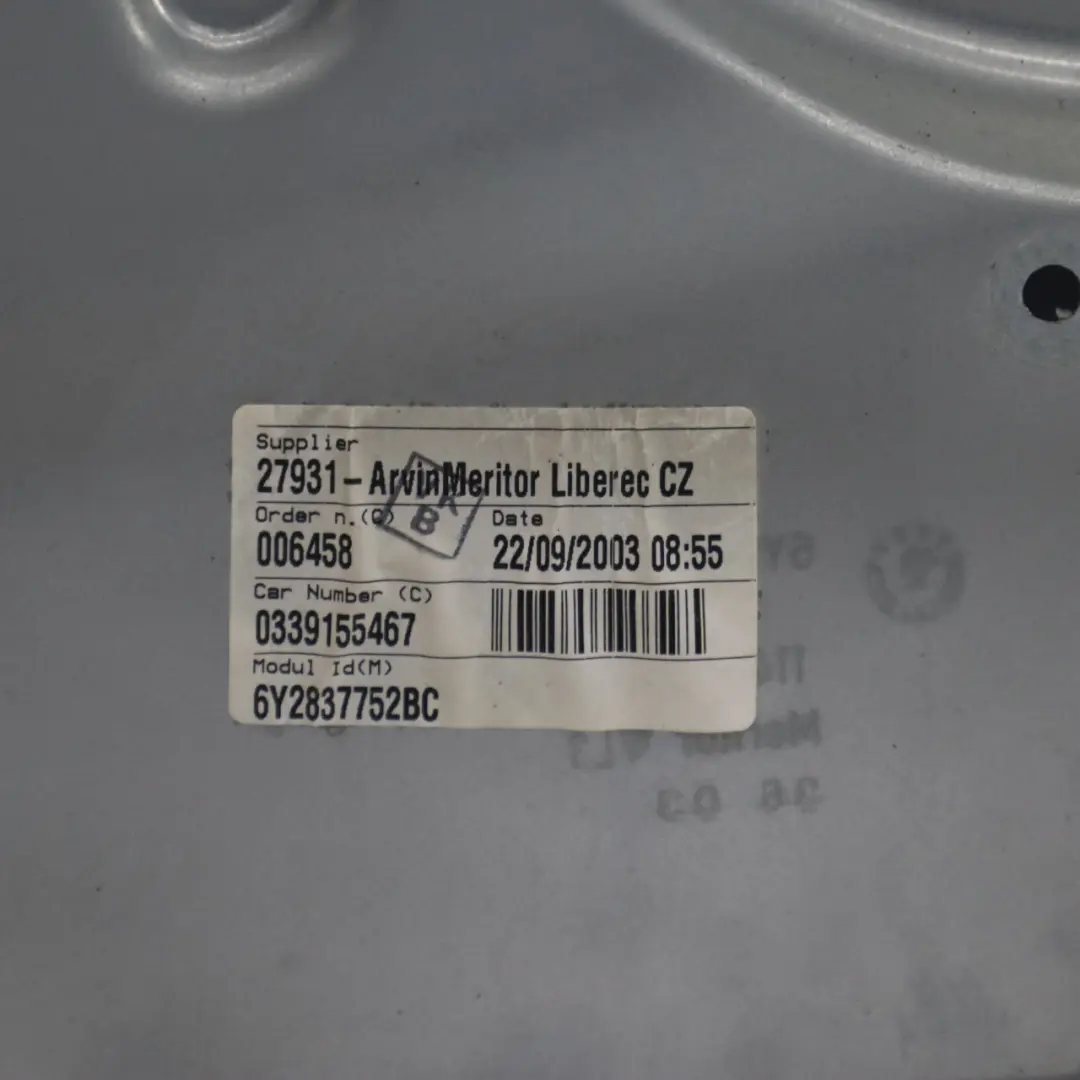Skoda Fabia 1 6Y Window Lifter Front Door Right O/S Regulator Panel - SKU 6Y0837756C - Part number 6Y0837756C