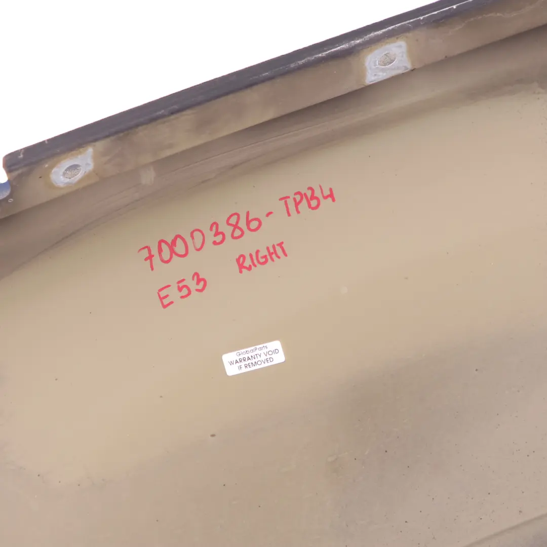 Side Panel Wing Fender Front Right O/S Topasblau Topaz Blue - 364 to BMW X5 E53 with Part number 7000386 BMW X5 E53 Side Panel Wing Fender Front Right O/S Topasblau Topaz Blue - 364 - SKU 7000386-TPB4 - Part number 7000386