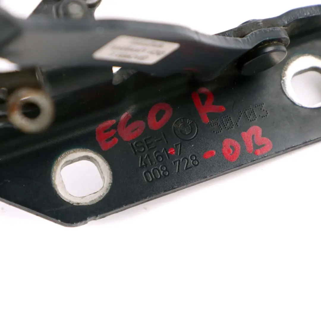 Right O/S Engine Hood Hinge Orientblau Orient Blue 317 to BMW 5 E60 E61 with Part number 7008728 BMW 5 E60 E61 Right O/S Engine Hood Hinge Orientblau Orient Blue 317 - SKU 7008728-OB - Part number 7008728