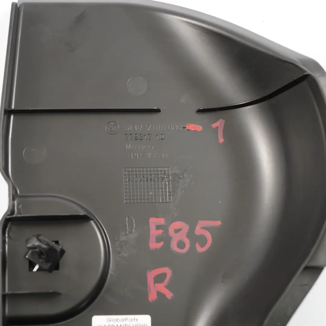 Trunk Panel Trim BMW Z4 E85 1 Cover Right O/S Covering Black to with Part number 7016686 Trunk Panel Trim BMW Z4 E85 1 Cover Right O/S Covering Black - SKU 7016686-1 - Part number 7016686
