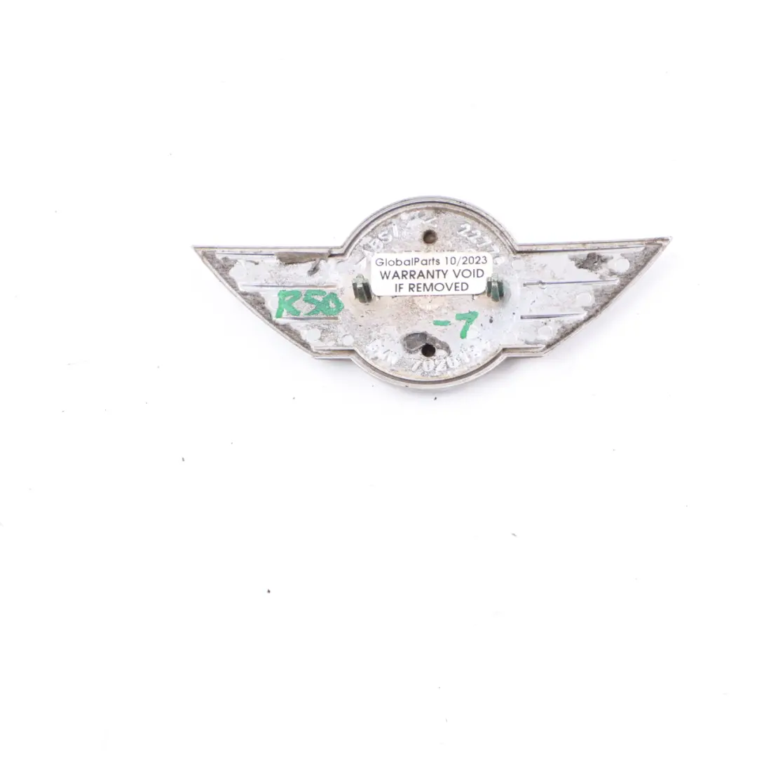 Cofano Stemma Frontale Cromo Logo per Mini Cooper One R50 R52 con numero di parte 7026184 Mini Cooper One R50 R52 Cofano Stemma Frontale Cromo Logo - SKU 7026184-1 - Numero di parte 7026184