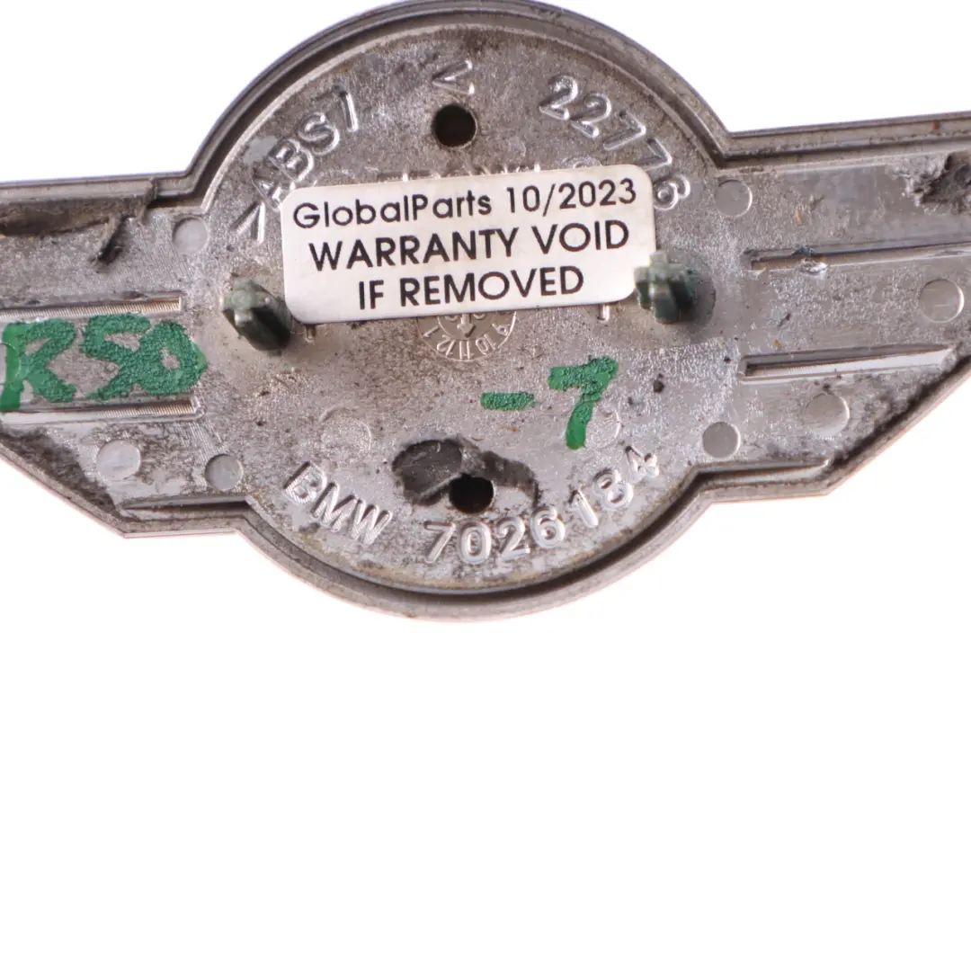 Cofano Stemma Frontale Cromo Logo per Mini Cooper One R50 R52 con numero di parte 7026184 Mini Cooper One R50 R52 Cofano Stemma Frontale Cromo Logo - SKU 7026184-1 - Numero di parte 7026184