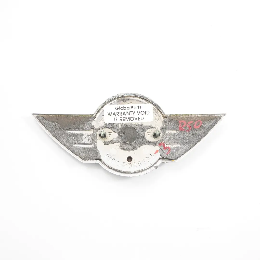 anteriore Cofano Emblema Logo Cromo per Mini Cooper R50 R52 Badge con numero di parte 7026184 Mini Cooper R50 R52 Badge anteriore Cofano Emblema Logo Cromo - SKU 7026184-3 - Numero di parte 7026184