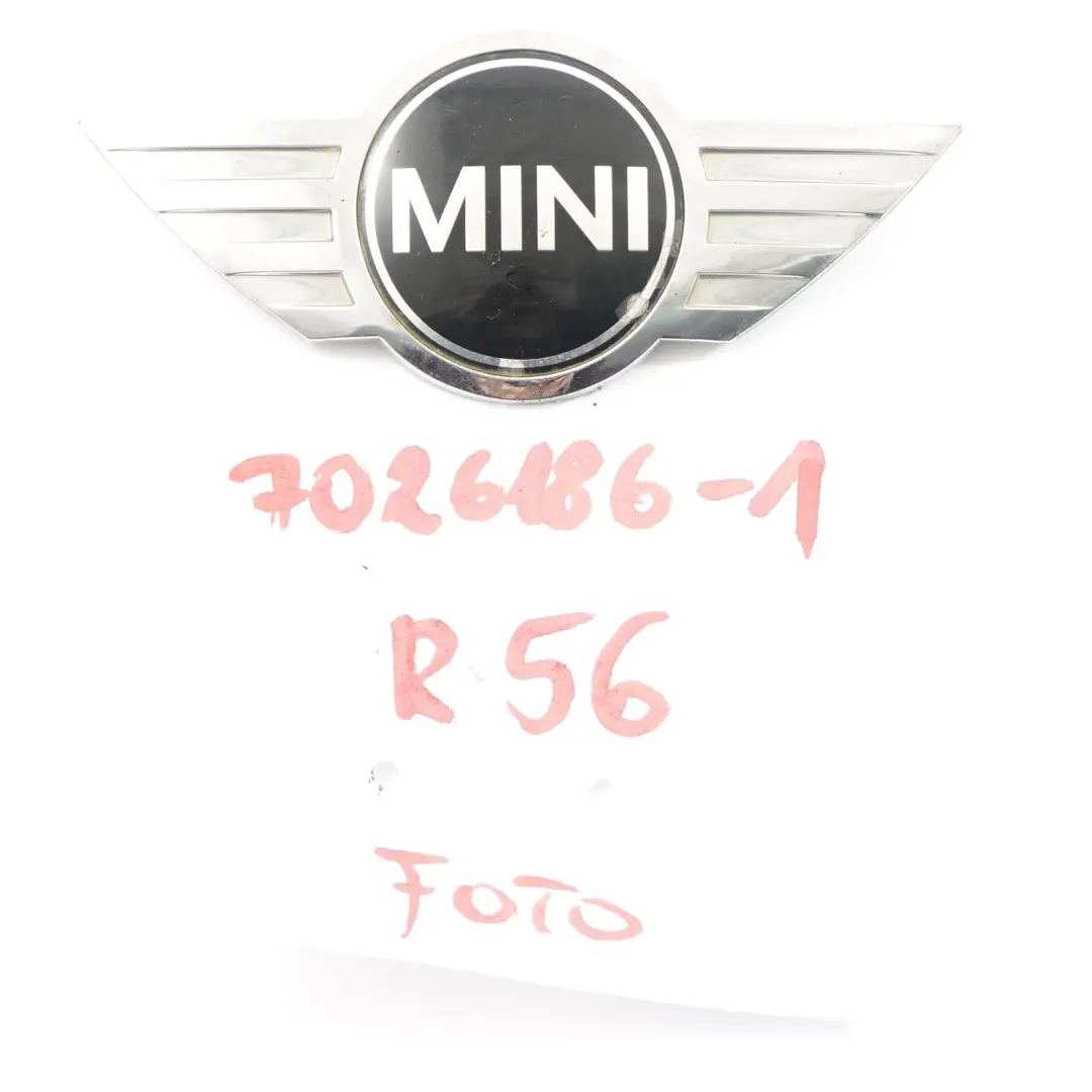 Emblema Cromado Para Portón Trasero para Mini R50 R53 R56 R57 con número de pieza 7026186 Mini R50 R53 R56 R57 Emblema Cromado Para Portón Trasero - SKU 7026186-1 - Número de pieza 7026186