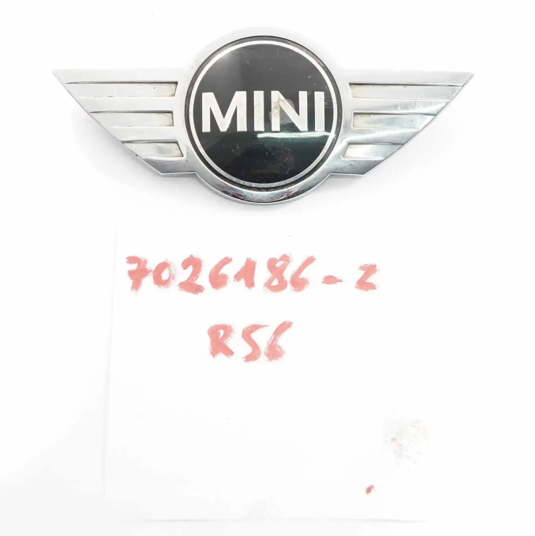 Emblem Mini Cooper One R50 R53 R56 Rear Trunk Lid Badge Chrome to Tailgate with Part number 7026186 Tailgate Emblem Mini Cooper One R50 R53 R56 Rear Trunk Lid Badge Chrome - SKU 7026186-2 - Part number 7026186