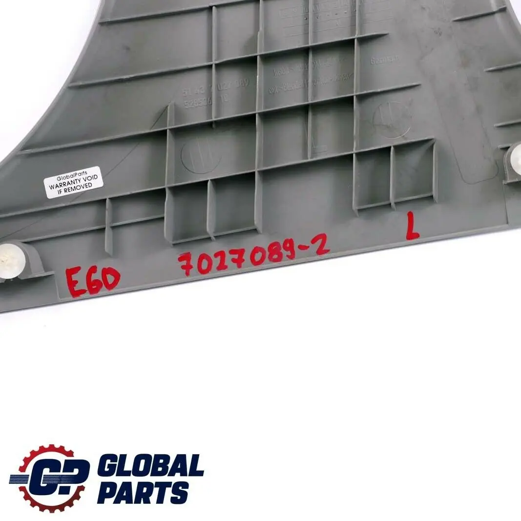 Embellecedor Columna B Pilar Inferior Izquierdo Gris para BMW E60 E61 LCi con número de pieza 7027089 BMW E60 E61 LCi Embellecedor Columna B Pilar Inferior Izquierdo Gris - SKU 7027089-2 - Número de pieza 7027089