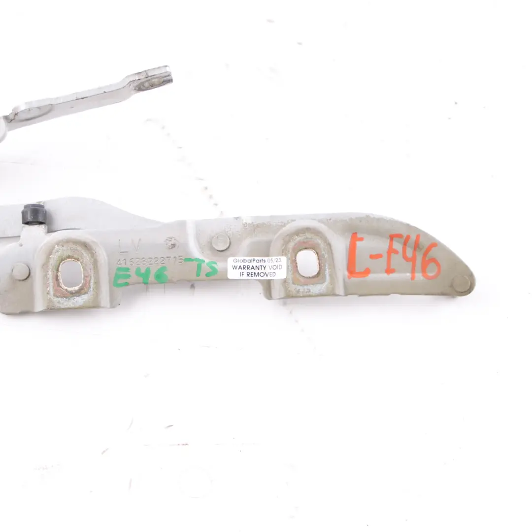 Trunk Lid Hinge Rear Left N/S Titan Silver - 354 8222715 to BMW E46 Convertible with Part number 7028579 BMW E46 Convertible Trunk Lid Hinge Rear Left N/S Titan Silver - 354 8222715 - SKU 7028579-TS - Part number 7028579