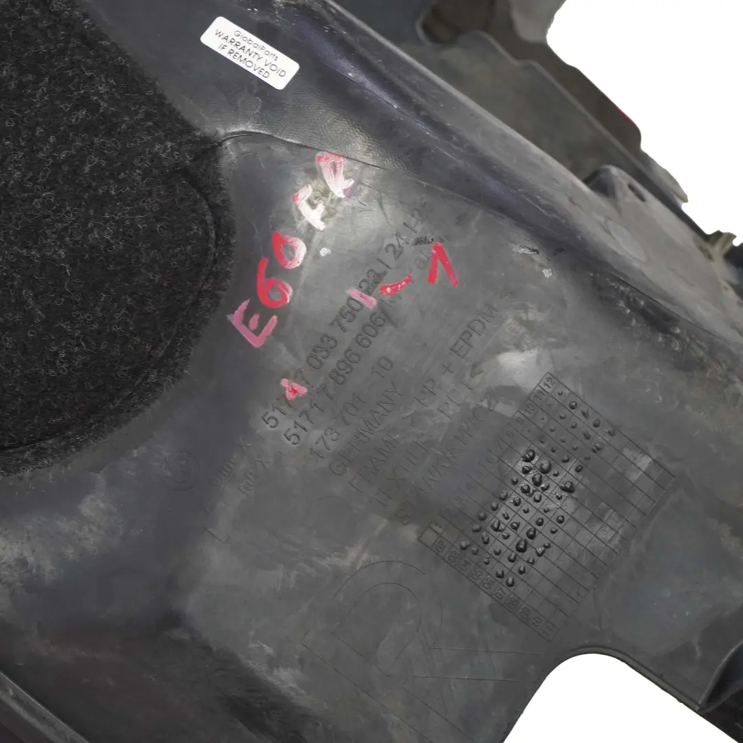BMW 5 E60 E61 Passaruota Anteriore Destro Rivestimento Paraspruzzi - SKU 7033750-1 - Numero di parte 7033750