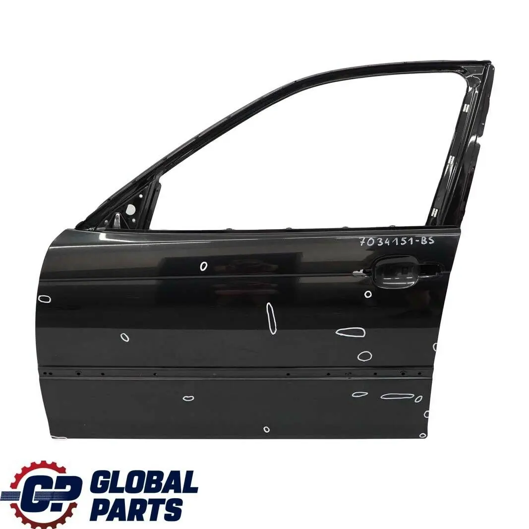 Door Front Left N/S Black Sapphire Metallic - 475 to BMW 3 E46 Saloon Touring with Part number 7034151 BMW 3 E46 Saloon Touring Door Front Left N/S Black Sapphire Metallic - 475 - SKU 7034151-BS - Part number 7034151