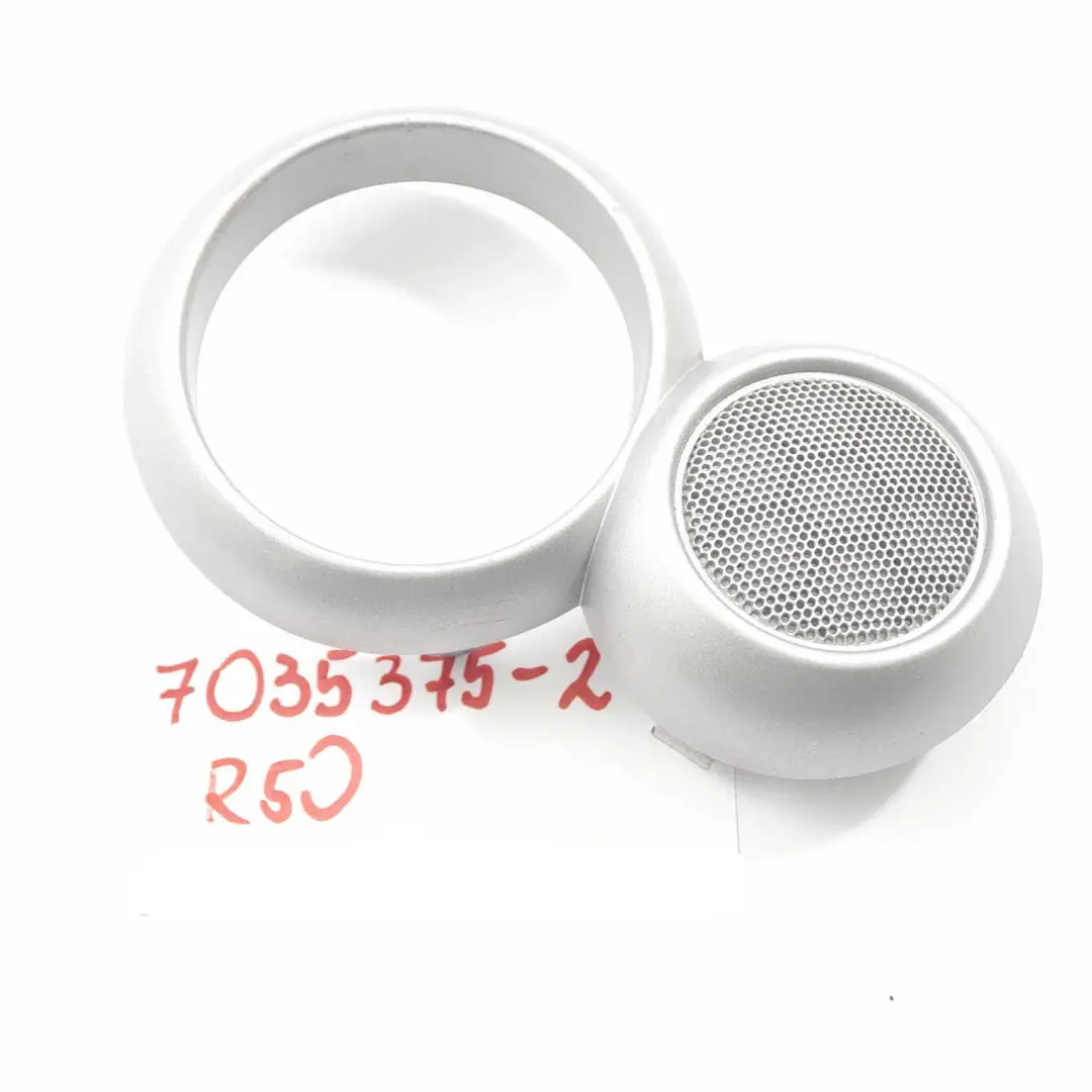 Inside Left Door Opener Cover Speaker White Silver to Mini Cooper One R50 R52 R53 with Part number 7035375 Mini Cooper One R50 R52 R53 Inside Left Door Opener Cover Speaker White Silver - SKU 7035375 - Part number 7035375
