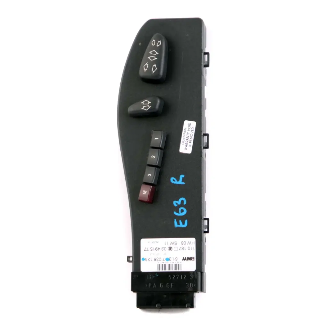 BMW E46 E63 E83 Panneau de commande siège avant droit interrupteur - SKU 7036126 - Numéro de pièce 7036126