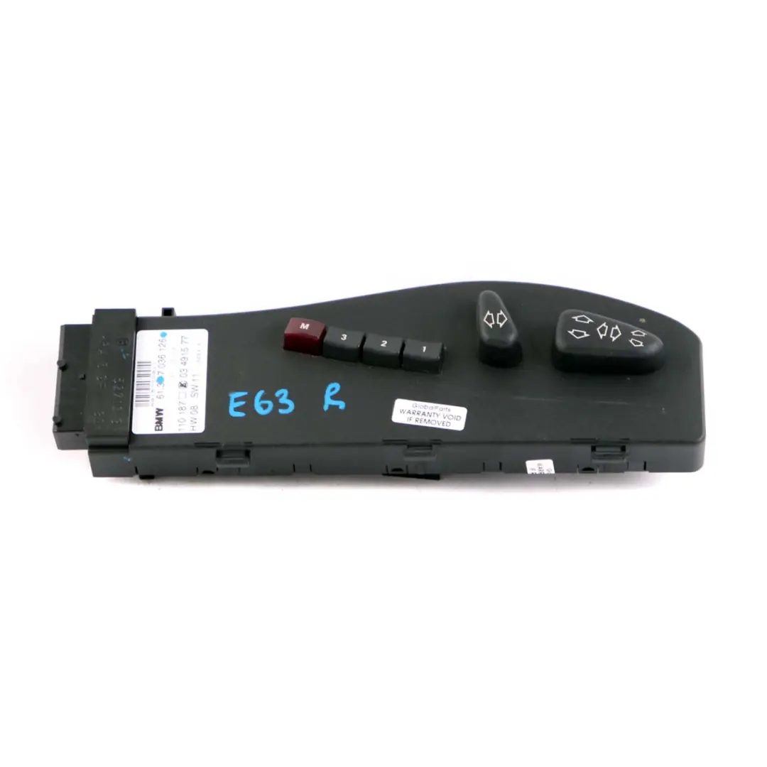 BMW E46 E63 E83 Panneau de commande siège avant droit interrupteur - SKU 7036126 - Numéro de pièce 7036126