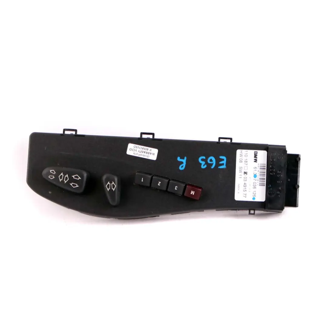 BMW E46 E63 E83 Panneau de commande siège avant droit interrupteur - SKU 7036126 - Numéro de pièce 7036126