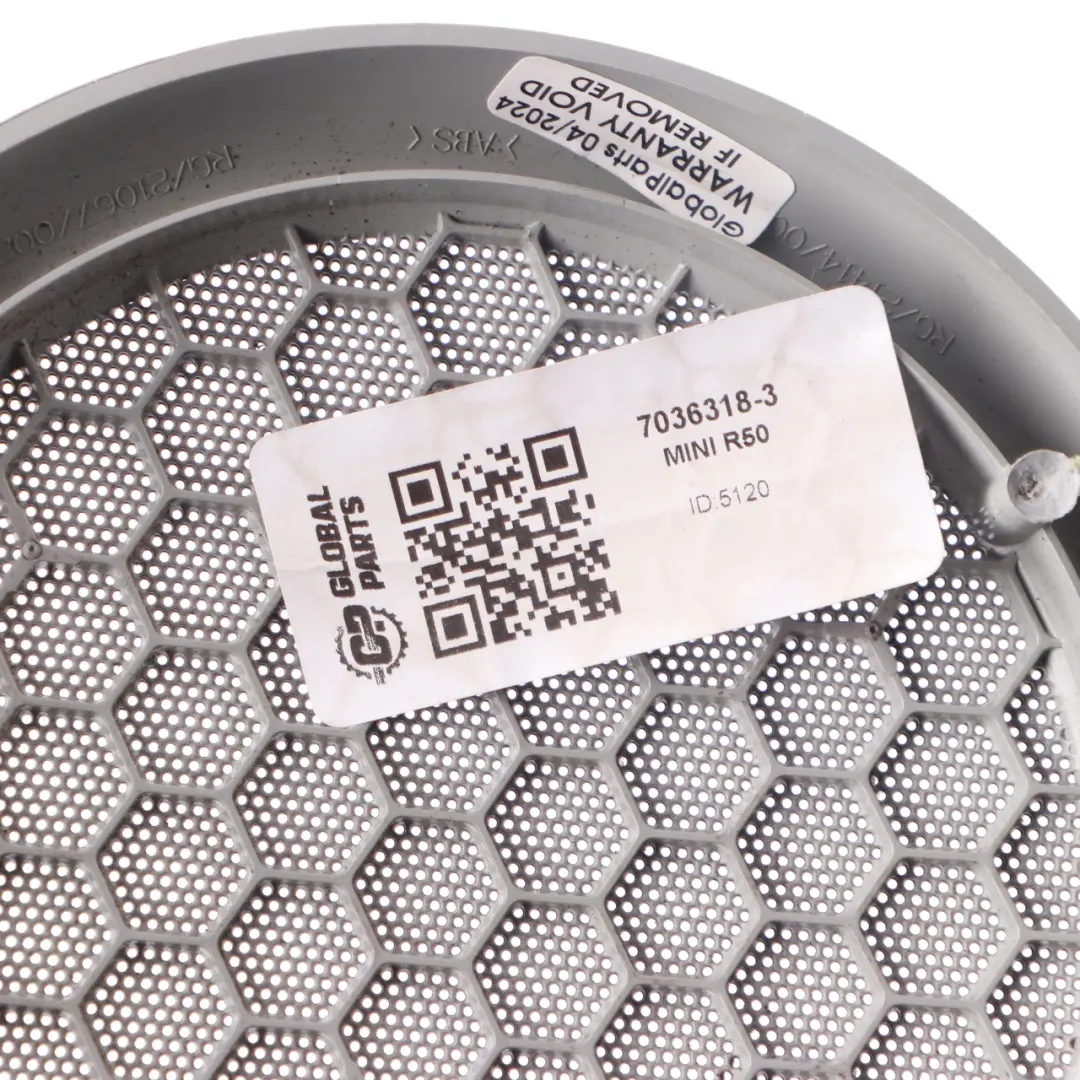 Door Trim Lower Loudspeaker Left Right Grid Chrome to Mini R50 R53 Cover with Part number 7036318 Mini R50 R53 Cover Door Trim Lower Loudspeaker Left Right Grid Chrome - SKU 7036318-3 - Part number 7036318