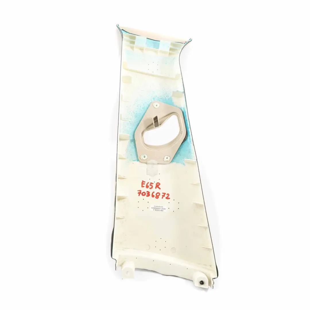 Tapa Panel Recorte Inferior Columna Central Derecha Beige para BMW E65 con número de pieza 7036872 BMW E65 Tapa Panel Recorte Inferior Columna Central Derecha Beige - SKU 7036872 - Número de pieza 7036872