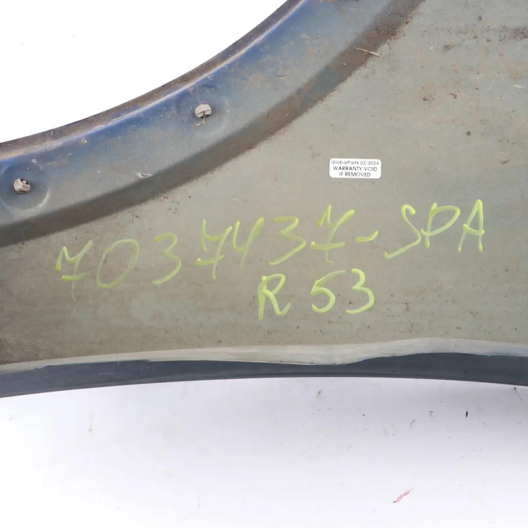 Side Wing Panel Mini R50 R52 R53 Front Left N/S Fender Space Blue Metallic - A49 to with Part number 7037437 Side Wing Panel Mini R50 R52 R53 Front Left N/S Fender Space Blue Metallic - A49 - SKU 7037437-SPA - Part number 7037437