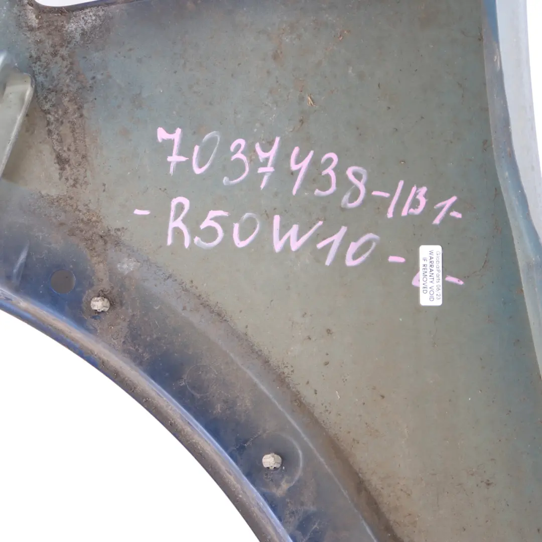 Side Panel Mini R50 R52 R53 Front Right O/S Fender Wing Indi Blue Metallic - 862 to with Part number 7037438 Side Panel Mini R50 R52 R53 Front Right O/S Fender Wing Indi Blue Metallic - 862 - SKU 7037438-IB1 - Part number 7037438