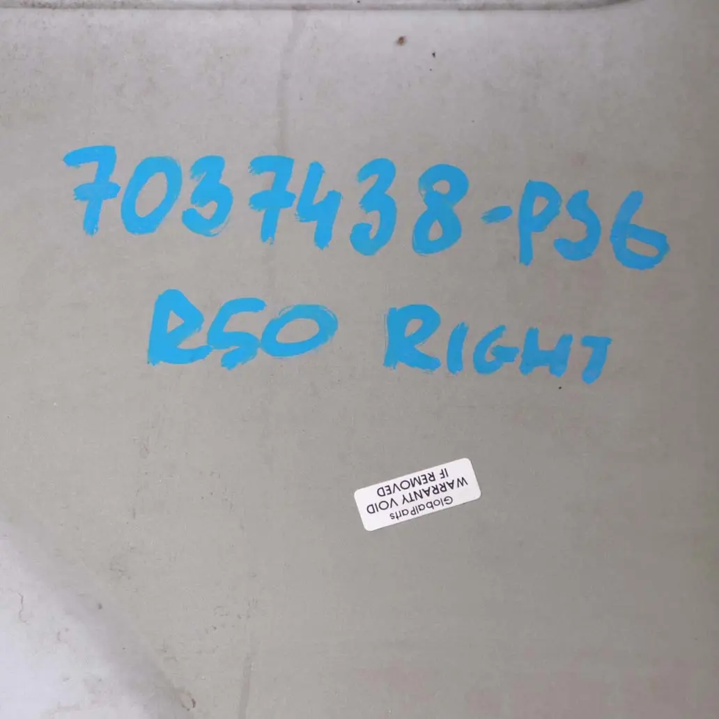 Front Right O/S Side Panel Fender Wing Pure Silver to Mini Cooper One 6 R50 R53 with Part number 7037438 Mini Cooper One 6 R50 R53 Front Right O/S Side Panel Fender Wing Pure Silver - SKU 7037438-PS6 - Part number 7037438