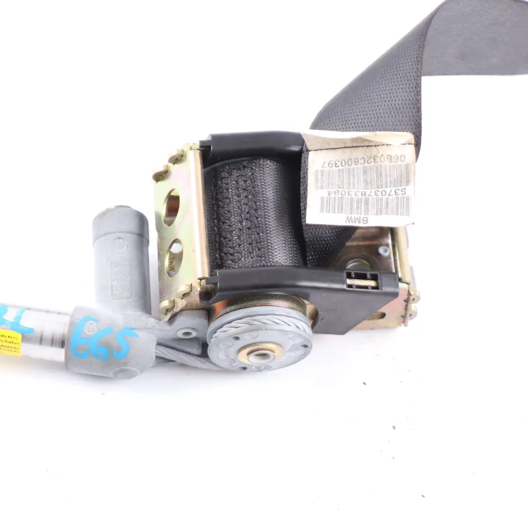 BMW E65 E66 E67 Seat Belt Rear Left Upper Belt Basalt Grau - SKU 7037833-1 - Part number 7037833