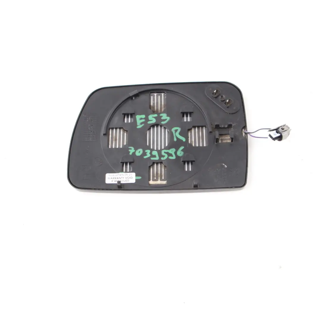 Right O/S Wing Mirror Glass Auto Dip Heated Wide Angle Tinted to BMW X5 E53 with Part number 7039596 BMW X5 E53 Right O/S Wing Mirror Glass Auto Dip Heated Wide Angle Tinted - SKU 7039596 - Part number 7039596