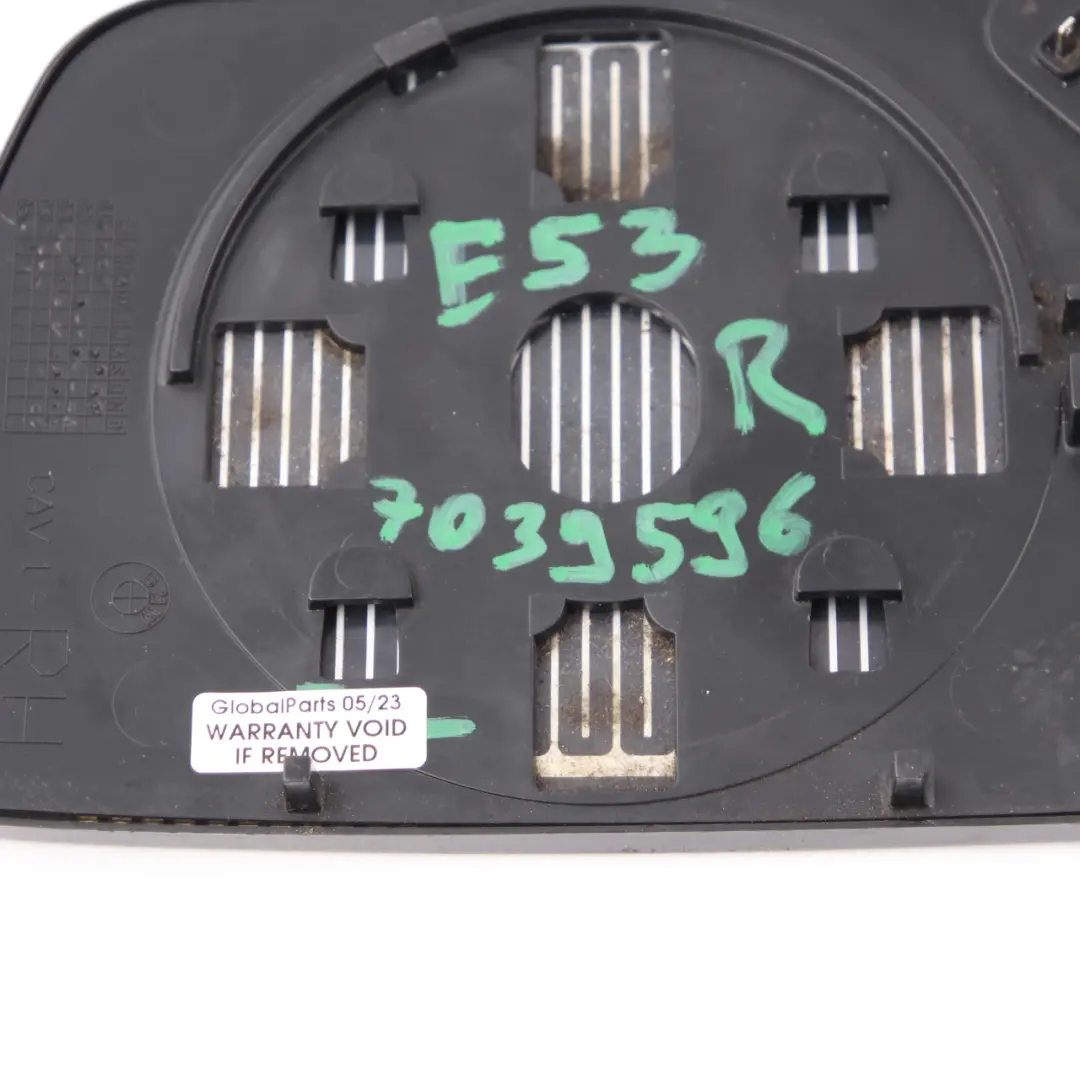 Right O/S Wing Mirror Glass Auto Dip Heated Wide Angle Tinted to BMW X5 E53 with Part number 7039596 BMW X5 E53 Right O/S Wing Mirror Glass Auto Dip Heated Wide Angle Tinted - SKU 7039596 - Part number 7039596