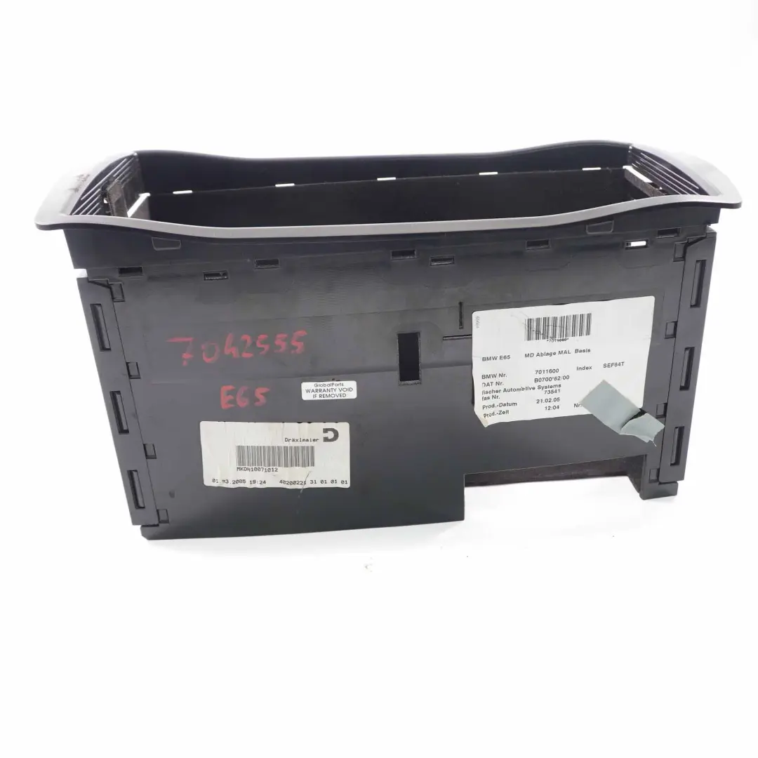 Console centrale Plateau d'oddments Compartiment Support pour BMW E65 E66 à propos du numéro de pièce 7042555 BMW E65 E66 Console centrale Plateau d'oddments Compartiment Support - SKU 7042555-1 - Numéro de pièce 7042555