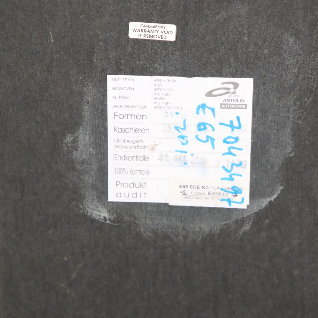 Headlining BMW E65 Lining Moulded Roof Cover Trim Panel Antracite to with Part number 7043497 Headlining BMW E65 Lining Moulded Roof Cover Trim Panel Antracite - SKU 7043497 - Part number 7043497