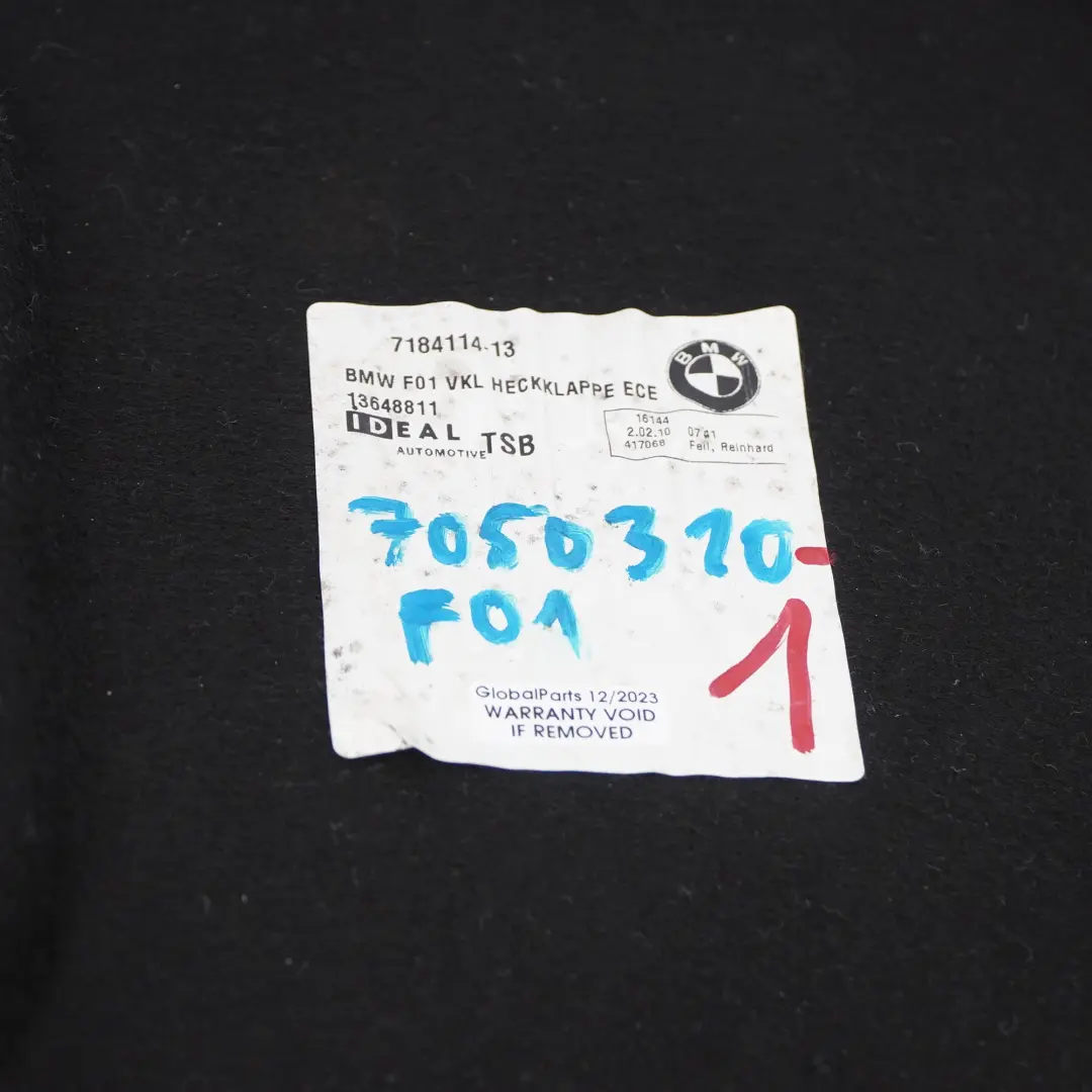 Cache panneau de garniture Couvercle de coffre Gris pour BMW F01 F02 à propos du numéro de pièce 7050310 BMW F01 F02 Cache panneau de garniture Couvercle de coffre Gris - SKU 7050310-1 - Numéro de pièce 7050310