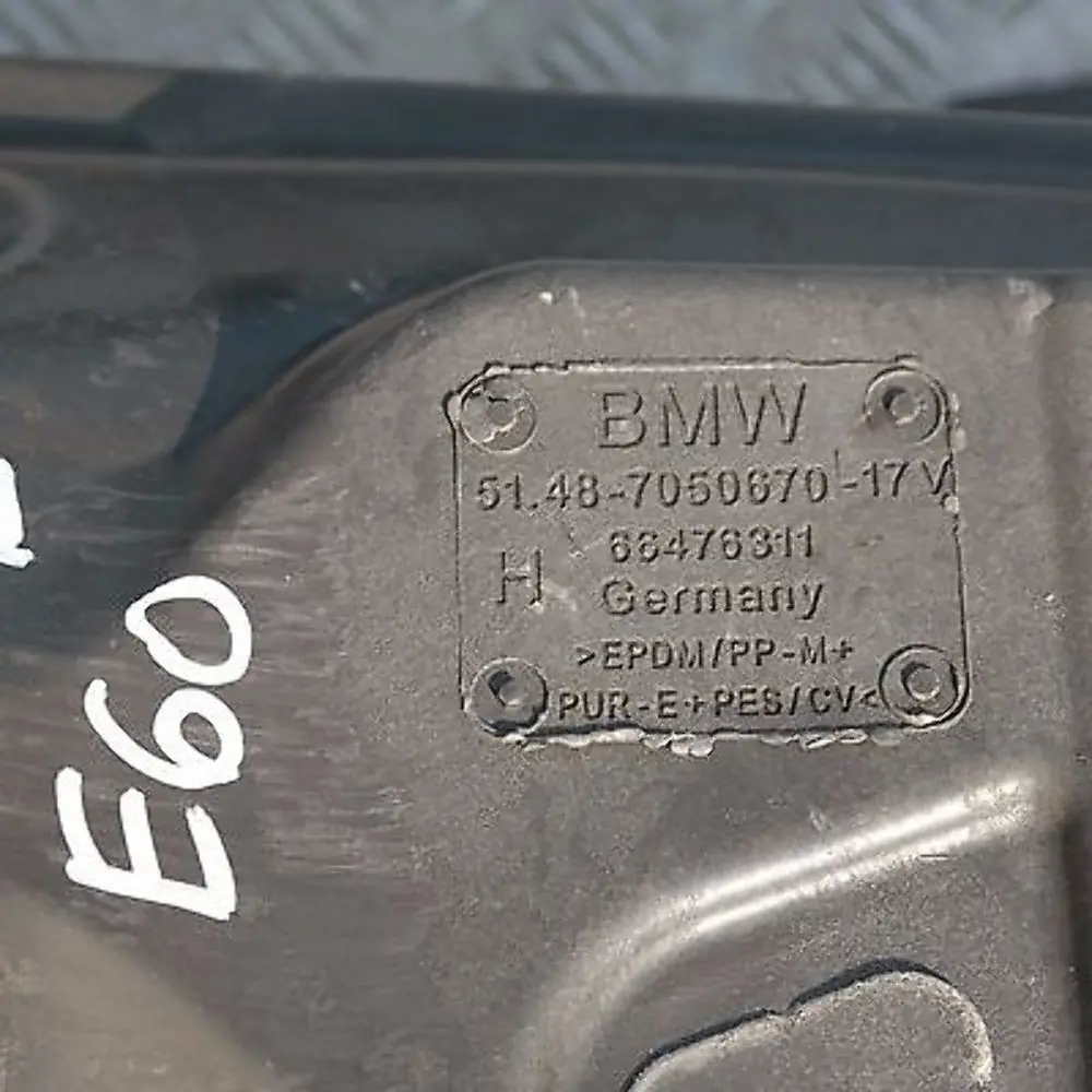 BMW 5 6 Series E60 E61 E63 E64 SOUND INSULATING TUNNEL FRONT - SKU 7050670 - Part number 51487050670