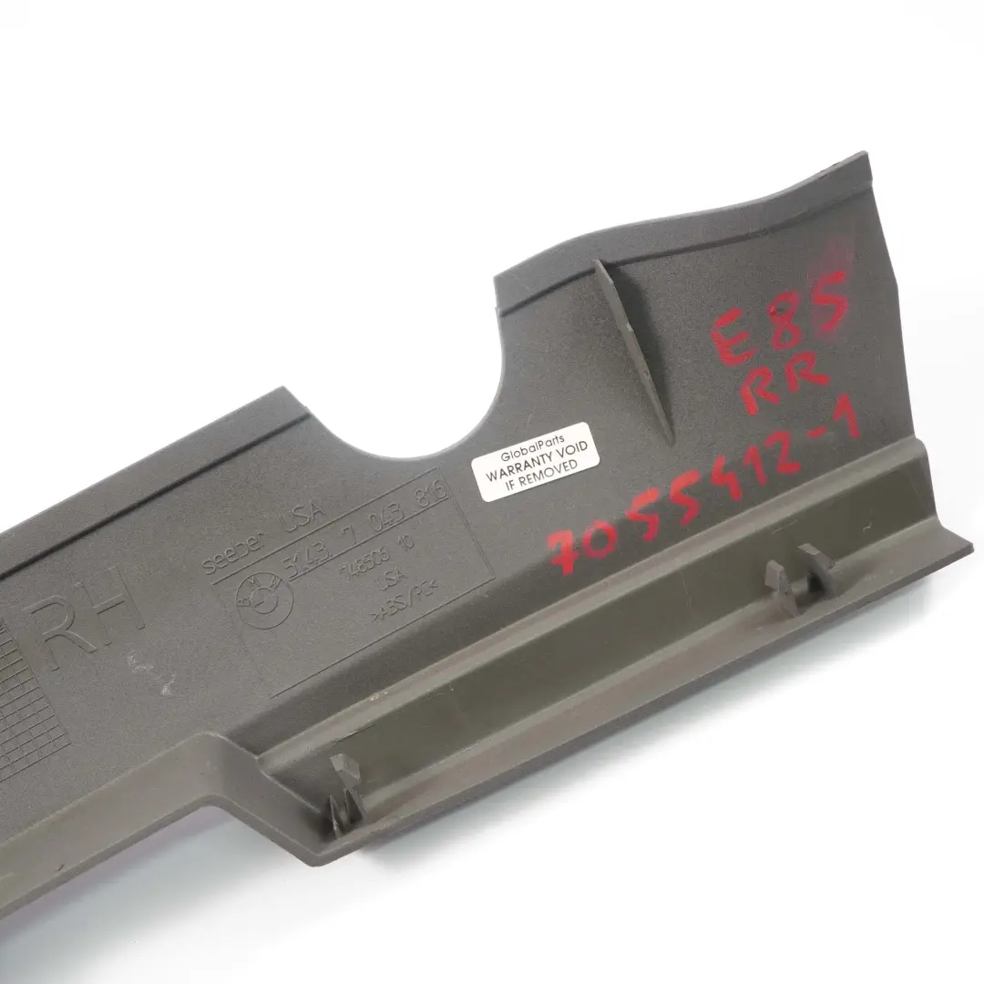 Covering Top Rear Right O/S Trim Panel Grey 7043816 to BMW Z4 E85 2 with Part number 7055412 BMW Z4 E85 2 Covering Top Rear Right O/S Trim Panel Grey 7043816 - SKU 7055412-1 - Part number 7055412