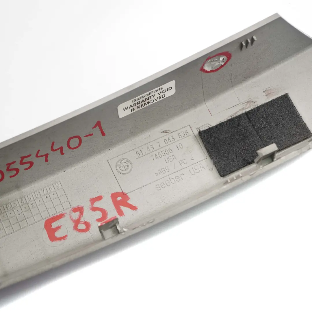 BMW Z4 E85 Roll Bar Trim Right O/S Covering Panel Grey Silver 7043838 - SKU 7055440-1 - Part number 7055440