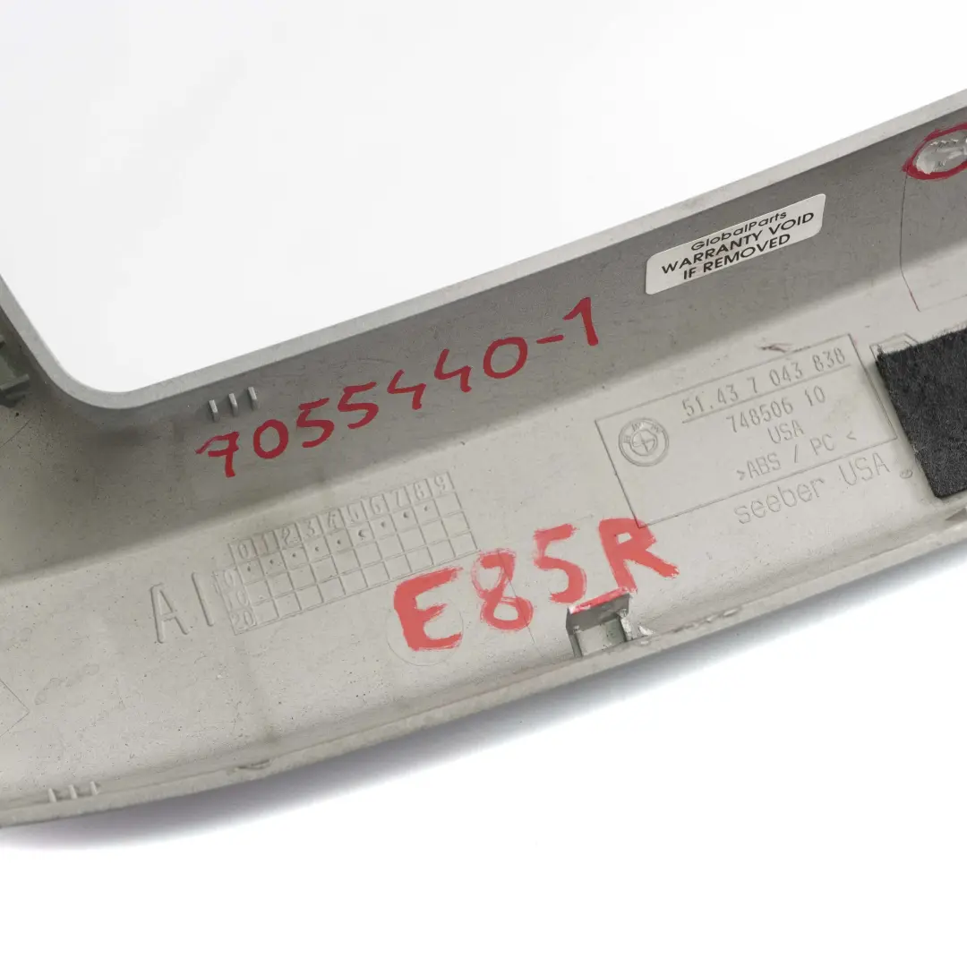 BMW Z4 E85 Roll Bar Trim Right O/S Covering Panel Grey Silver 7043838 - SKU 7055440-1 - Part number 7055440